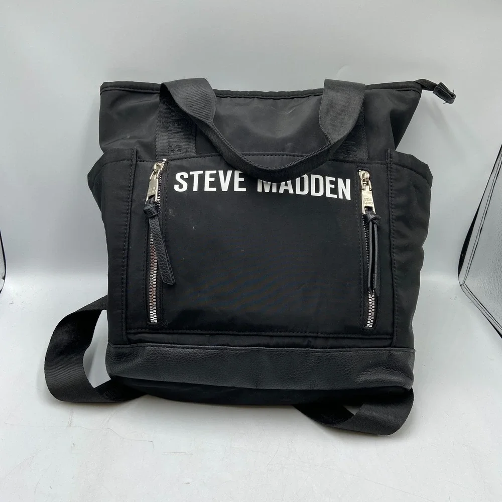 Steve Madden Backpack Theda Black Zip Inner Pocket Adjustable Strap Shoulder